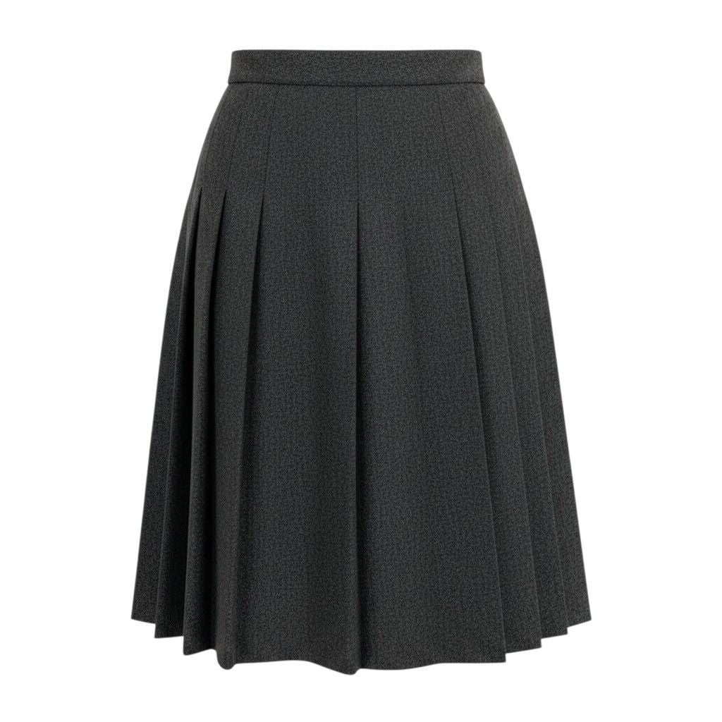 Chanel Pleated Skirt Mini 38 Gray Wool