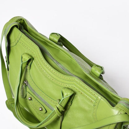 Balenciaga Riva City 2-Way Shoulder Bag Perforated Silver — view 4