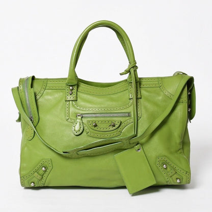 Balenciaga Riva City 2-Way Shoulder Bag Perforated Silver
