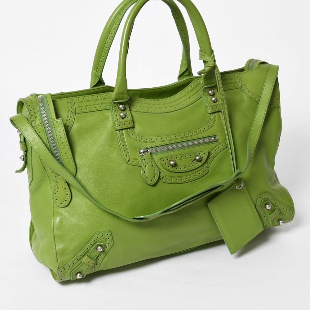 Balenciaga Riva City 2-Way Shoulder Bag Perforated Silver — view 3