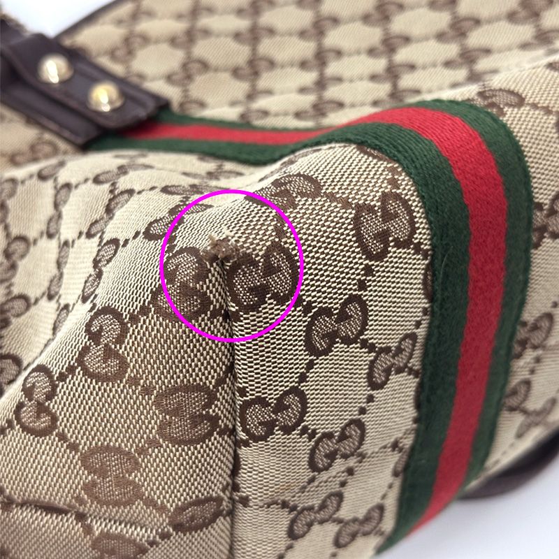 Gucci GG Canvas Tote Bag Brown Handle Work Shoulder Charm — view 7