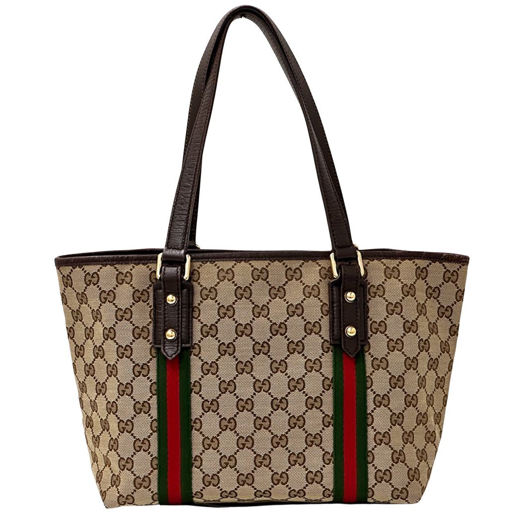Gucci GG Canvas Tote Bag Brown Handle Work Shoulder Charm — view 2