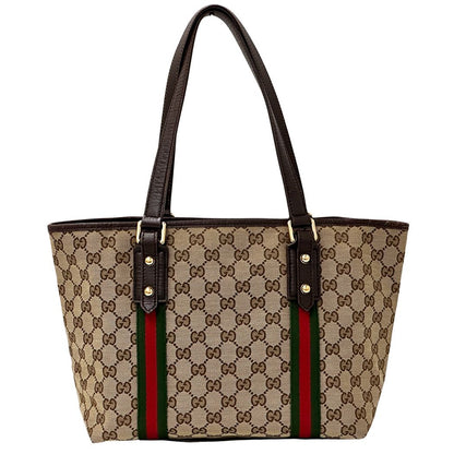 Gucci GG Canvas Tote Bag Brown Handle Work Shoulder Charm — view 2