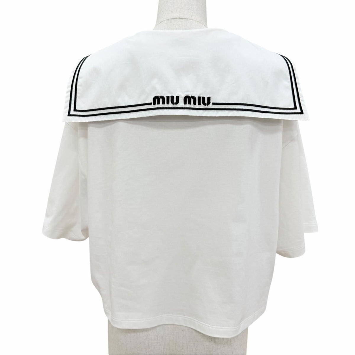 Miu Miu 11 EC Logo Embroidery Sailor Color Top with White Garment M — view 4