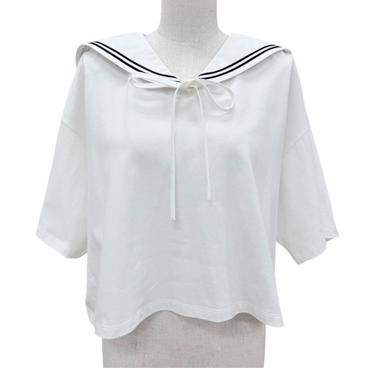 Miu Miu 11 EC Logo Embroidery Sailor Color Top with White Garment M