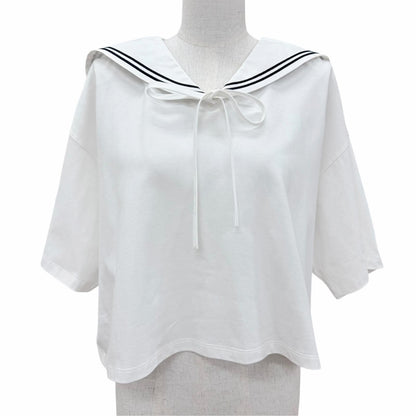 Miu Miu 11 EC Logo Embroidery Sailor Color Top with White Garment M