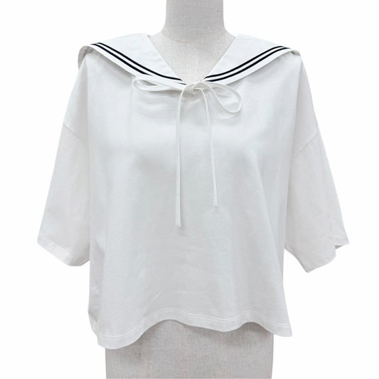 Miu Miu 11 EC Logo Embroidery Sailor Color Top with White Garment M