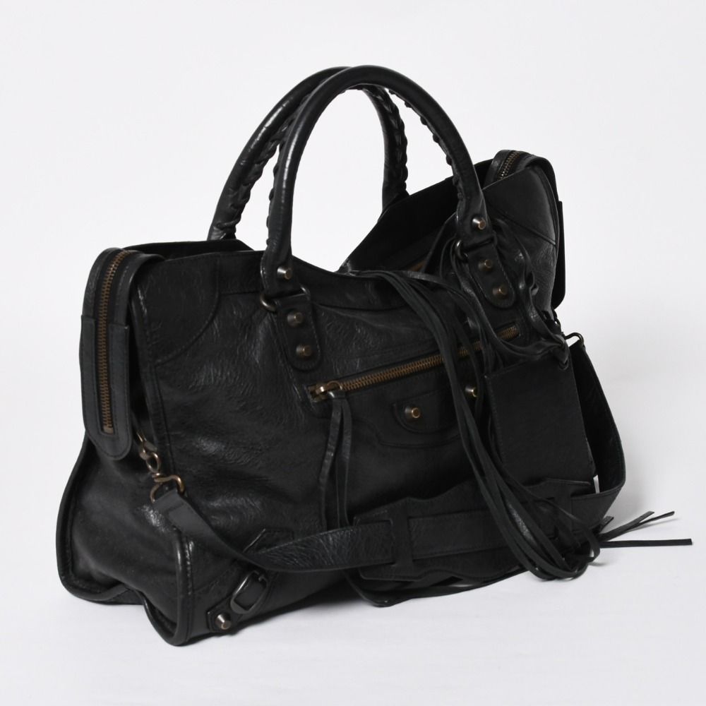 Balenciaga the City 2-Way Shoulder Bag Black Silver — view 4