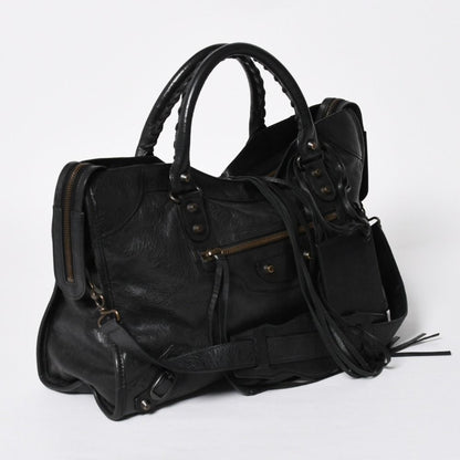 Balenciaga the City 2-Way Shoulder Bag Black Silver — view 4