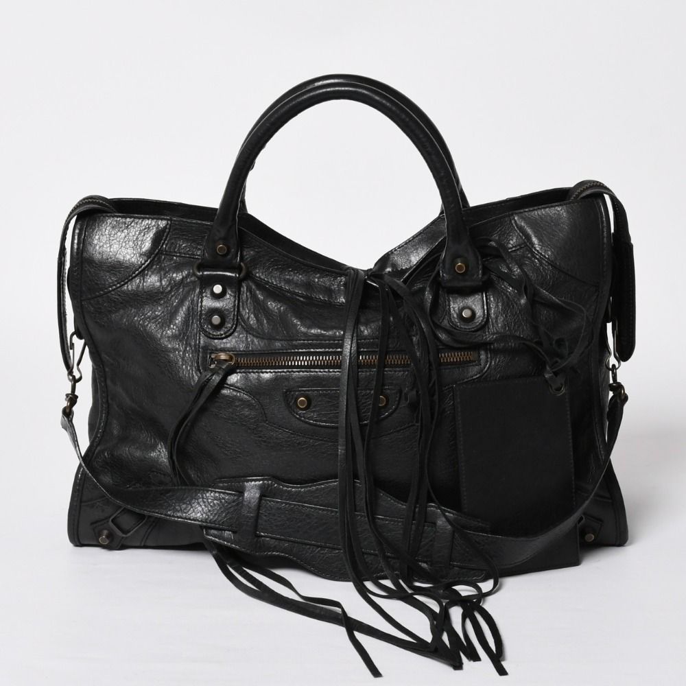 Balenciaga the City 2-Way Shoulder Bag Black Silver