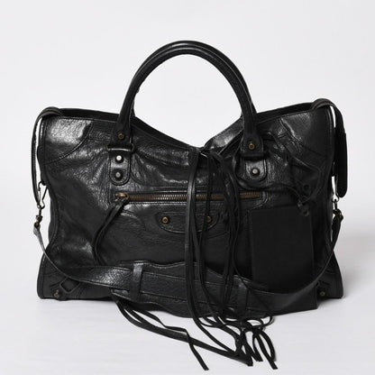 Balenciaga the City 2-Way Shoulder Bag Black Silver