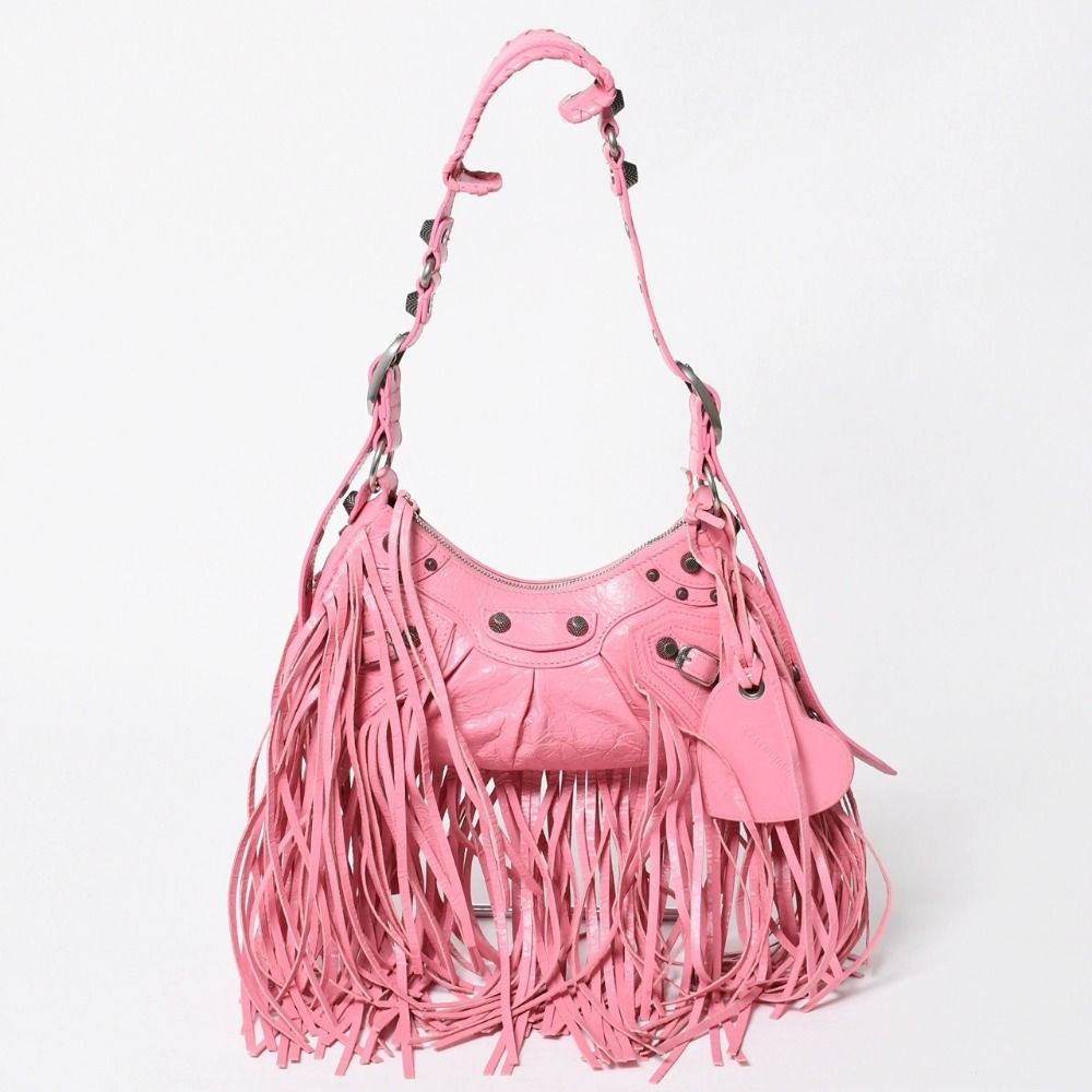 Balenciaga le Cargole Le Cagole Shoulder Bag Fringe Pink Silver