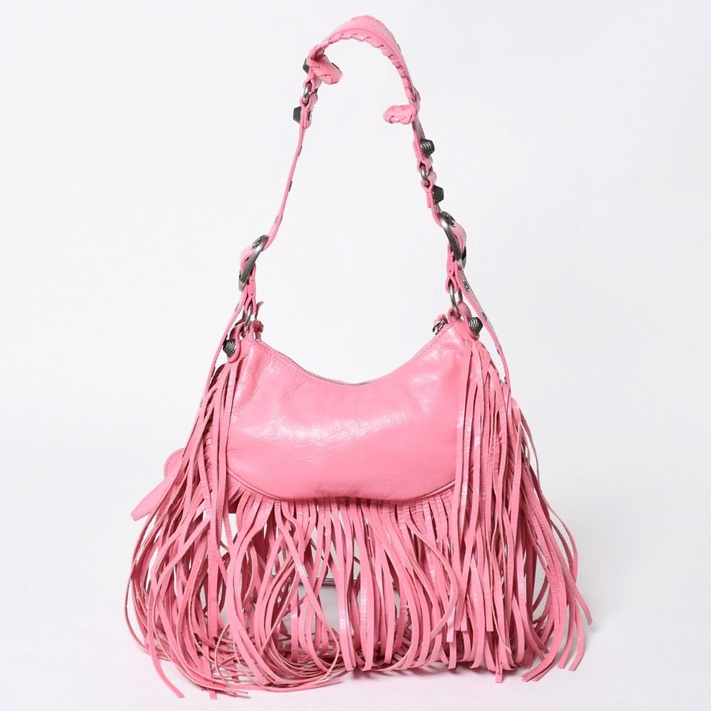 Balenciaga le Cargole Le Cagole Shoulder Bag Fringe Pink Silver — view 2