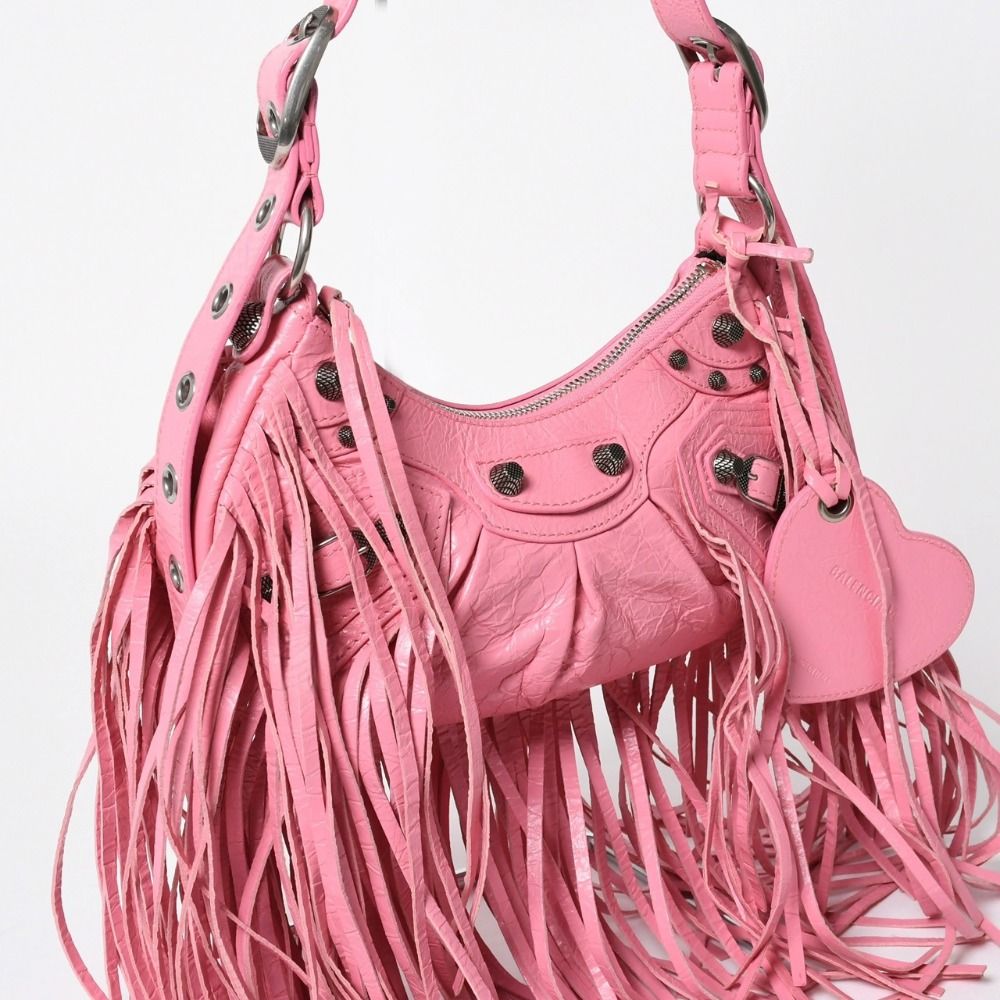 Balenciaga le Cargole Le Cagole Shoulder Bag Fringe Pink Silver — view 3