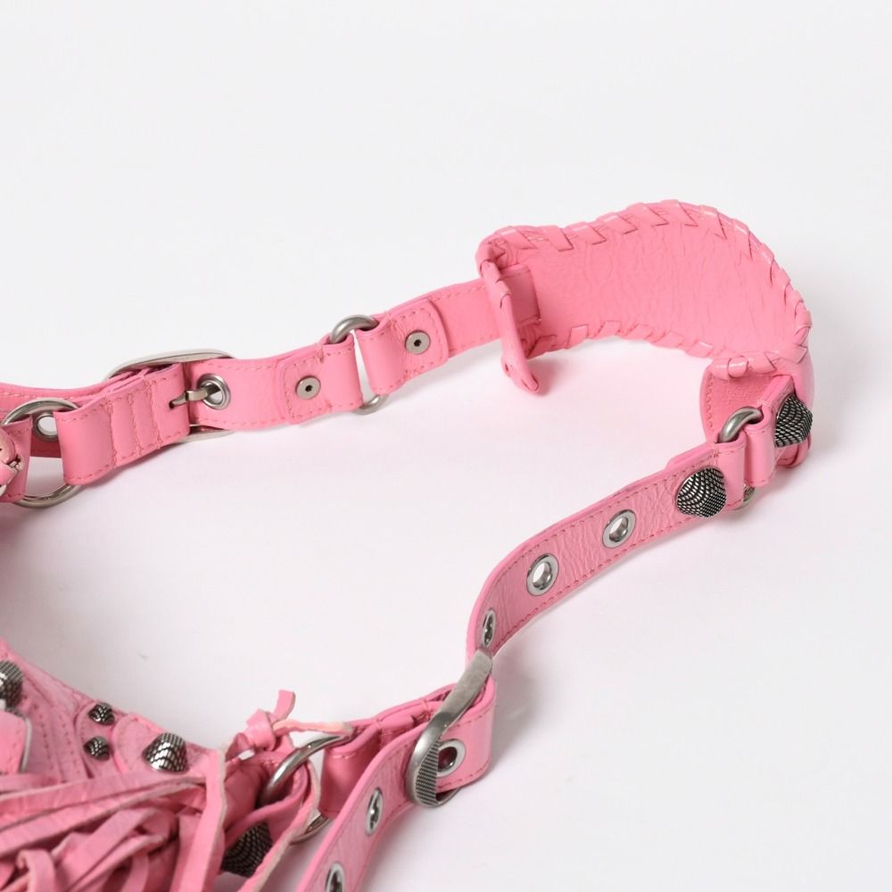 Balenciaga le Cargole Le Cagole Shoulder Bag Fringe Pink Silver — view 6