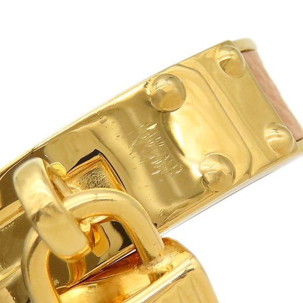 Hermes Scarf Ring Kelly Cadena Metal Leather Gold Brown Motif — view 4