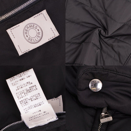 Hermes Vest Gilet Puffer Zip Up Sellier Buttons Polyester Black L — view 7