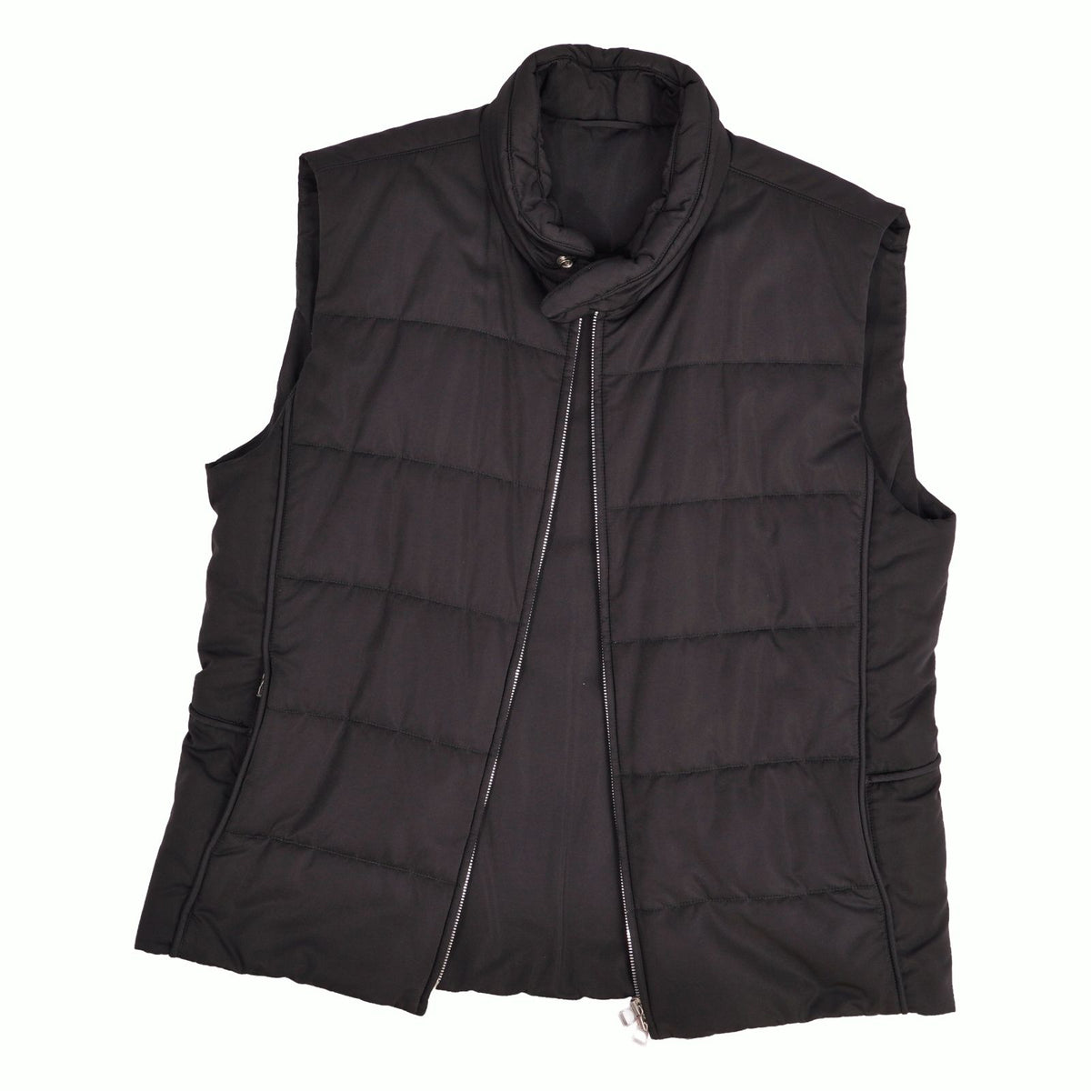 Hermes Vest Gilet Puffer Zip Up Sellier Buttons Polyester Black L — view 2