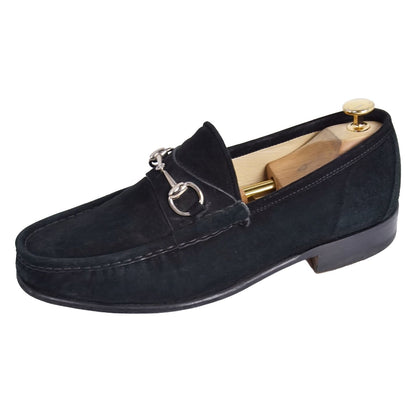 Gucci Loafers Moccasins Business Shoes Horsebit Eee Suede Black 9.5
