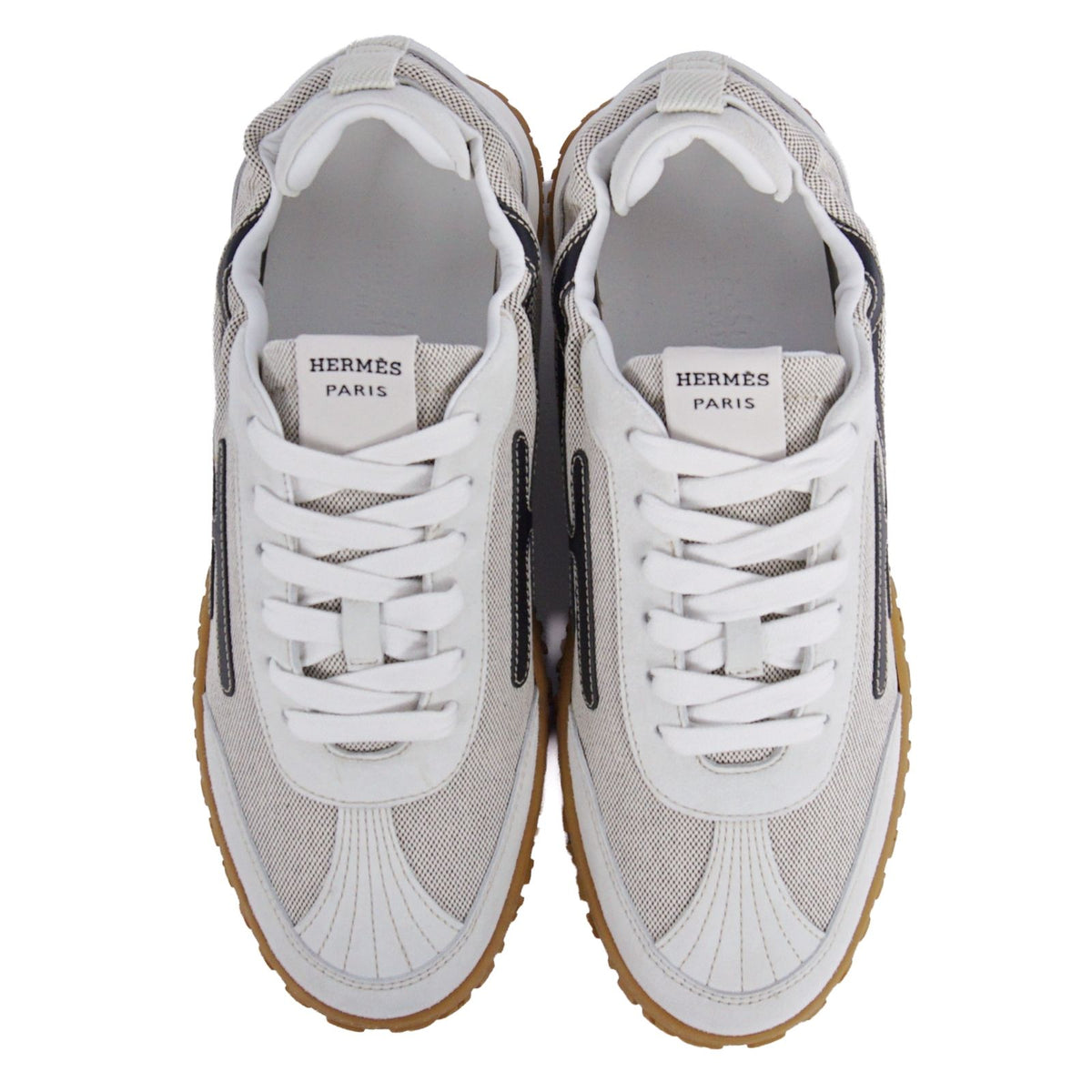 Hermes Sneakers Jet Low Cut H Logo Shoes Suede Canvas White — view 4