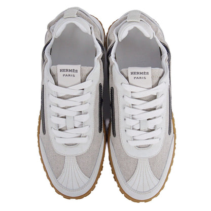 Hermes Sneakers Jet Low Cut H Logo Shoes Suede Canvas White — view 4