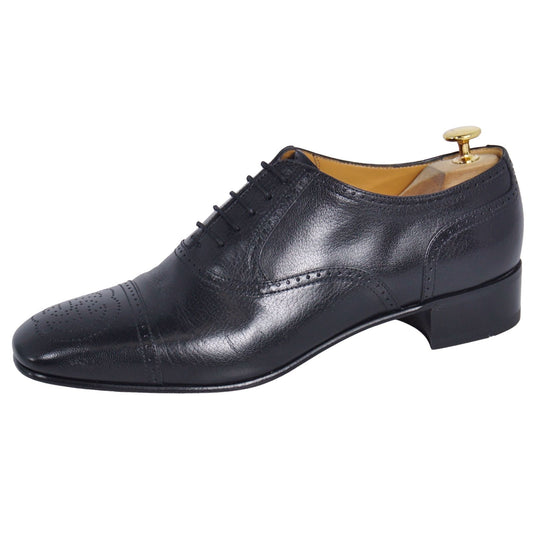 Gucci Leather Shoes Business Oxfords GG Perforated Black 10
