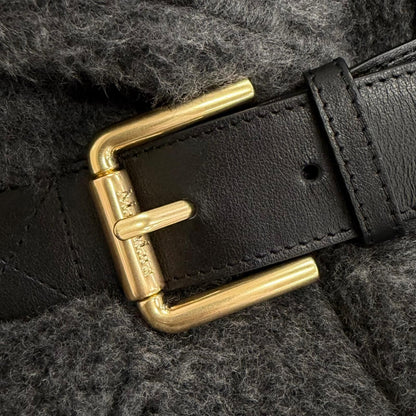 Max Mara Teddy Bear Wool Alpaca Leather Belt Cape Coat Poncho SM — view 7