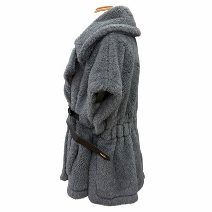 Max Mara Teddy Bear Wool Alpaca Leather Belt Cape Coat Poncho SM — view 3