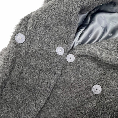 Max Mara Teddy Bear Wool Alpaca Leather Belt Cape Coat Poncho SM — view 6