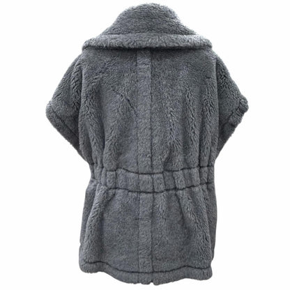 Max Mara Teddy Bear Wool Alpaca Leather Belt Cape Coat Poncho SM — view 4