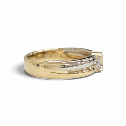 Celine Vintage Macadam Ring Diamond Gold Platinum — view 3