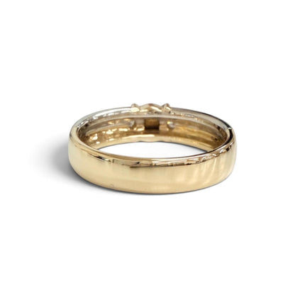 Celine Vintage Macadam Ring Diamond Gold Platinum — view 4