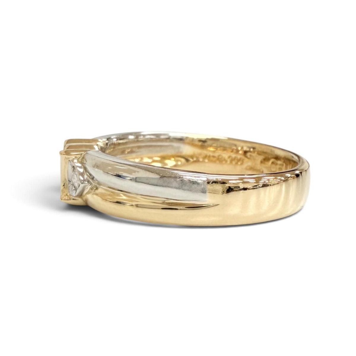 Celine Vintage Macadam Ring Diamond Gold Platinum — view 2