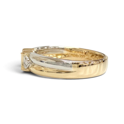 Celine Vintage Macadam Ring Diamond Gold Platinum — view 2