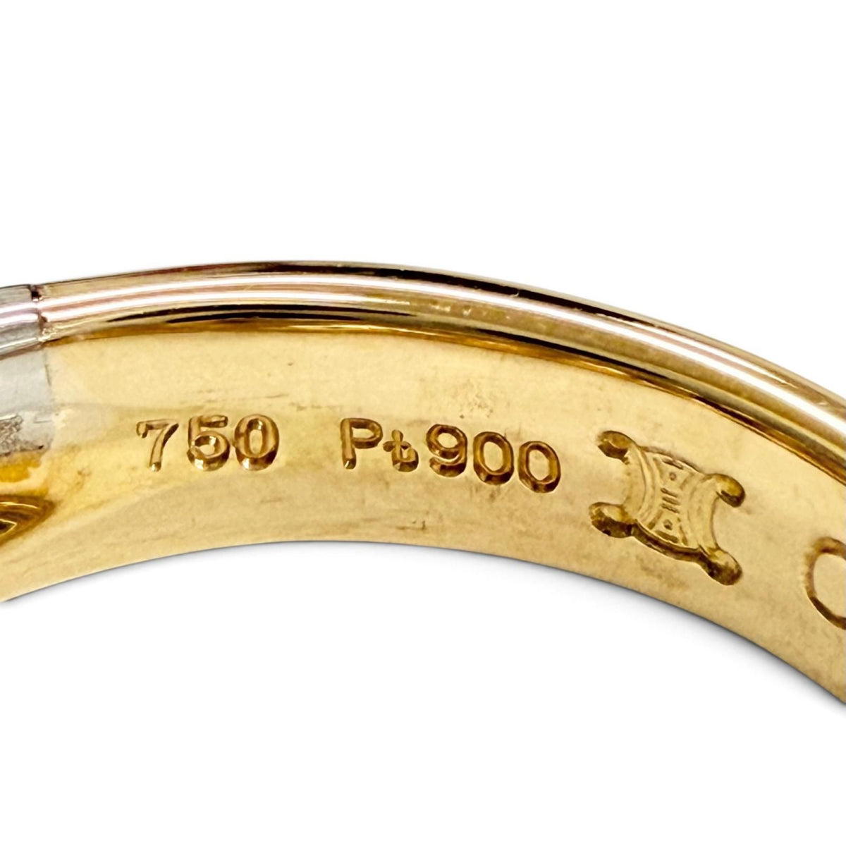 Celine Vintage Macadam Ring Diamond Gold Platinum — view 7