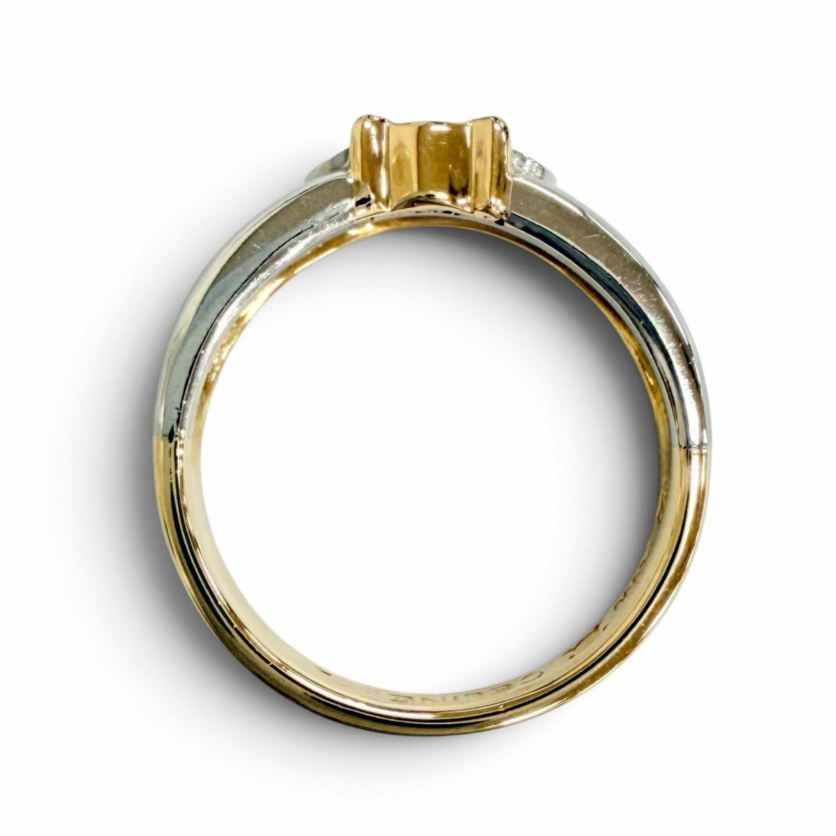 Celine Vintage Macadam Ring Diamond Gold Platinum — view 5