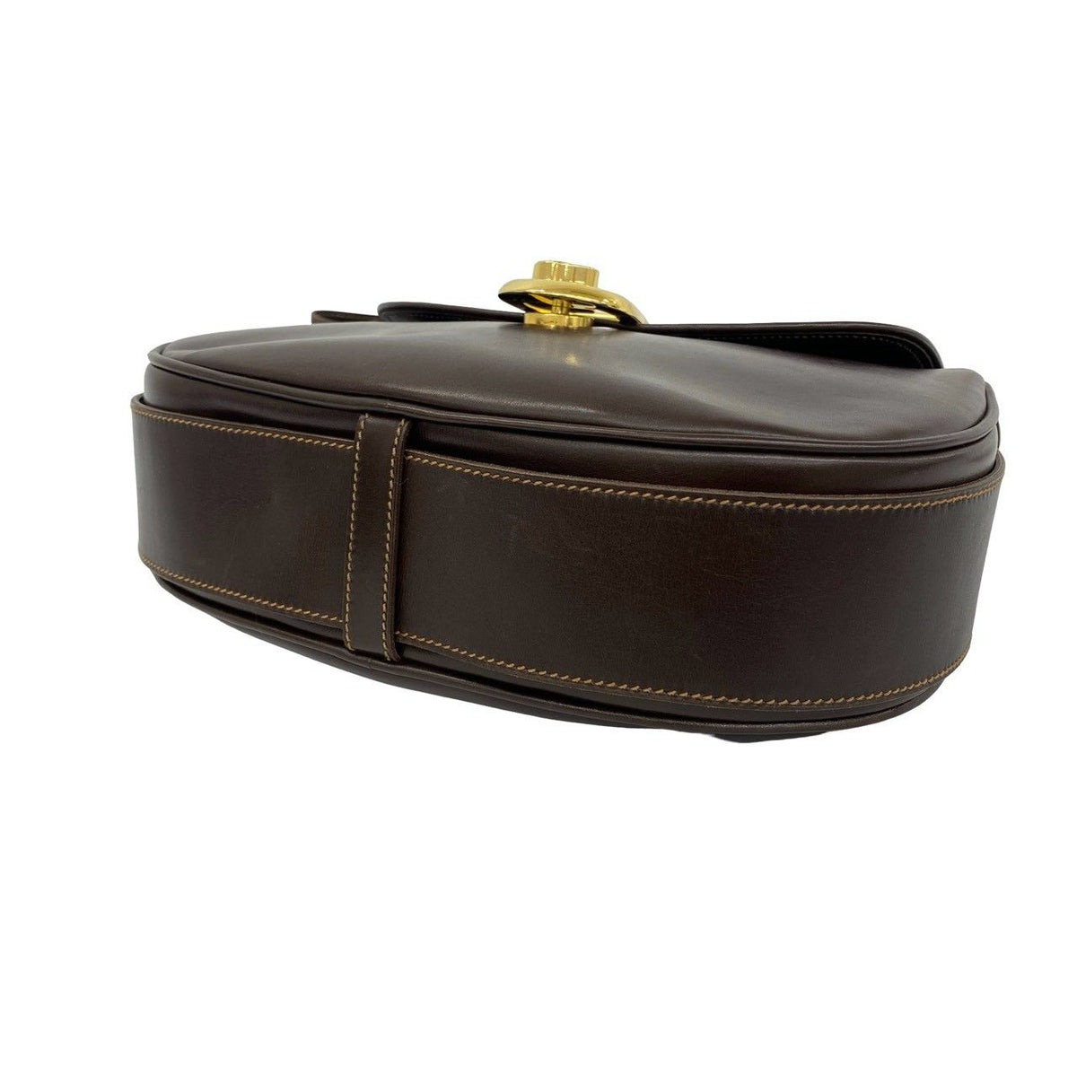 Gucci Vintage GG Logo Leather Shoulder Bag Brown — view 8