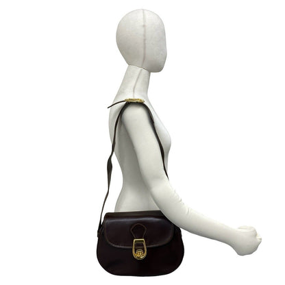 Gucci Vintage GG Logo Leather Shoulder Bag Brown — view 2