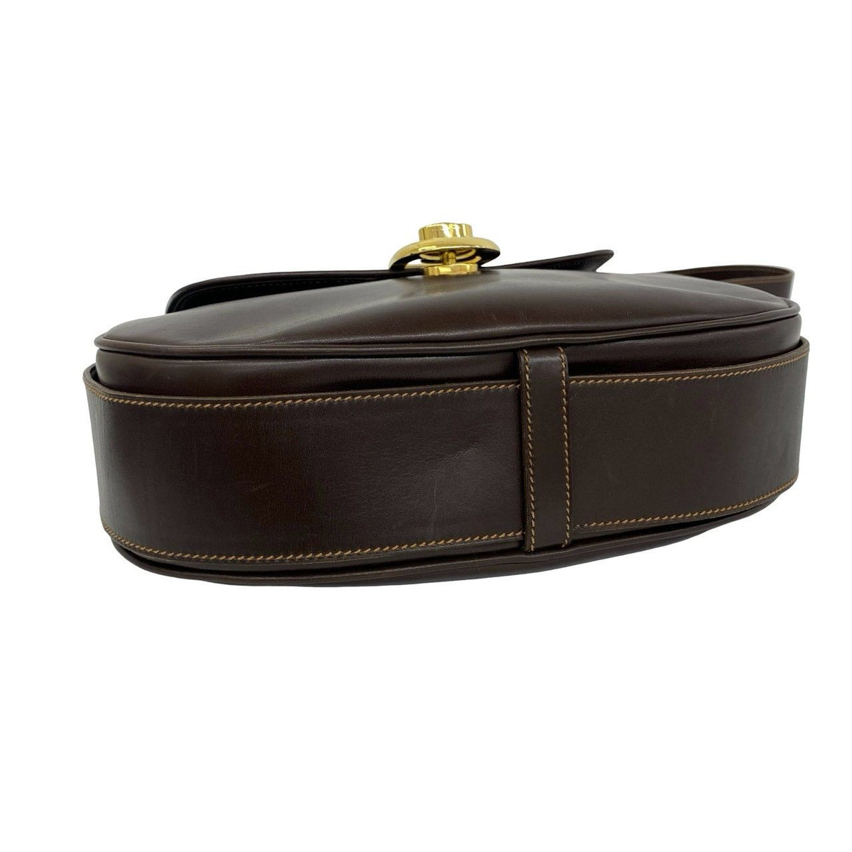 Gucci Vintage GG Logo Leather Shoulder Bag Brown — view 7