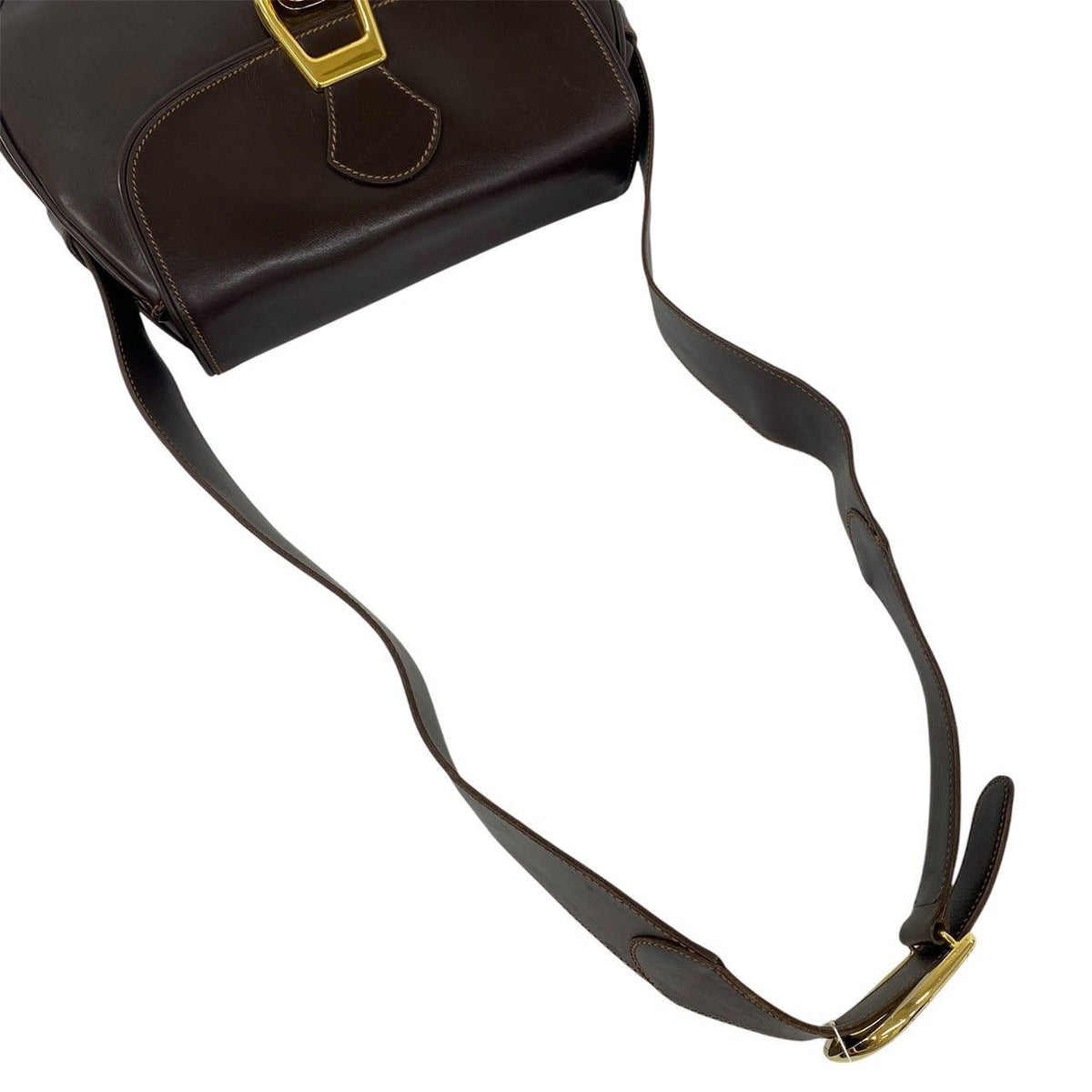 Gucci Vintage GG Logo Leather Shoulder Bag Brown — view 4