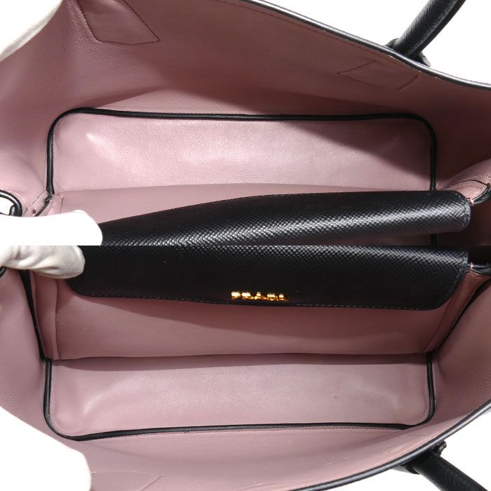 Prada Saffiano Cuir 2-Way Shoulder Bag Black — view 4