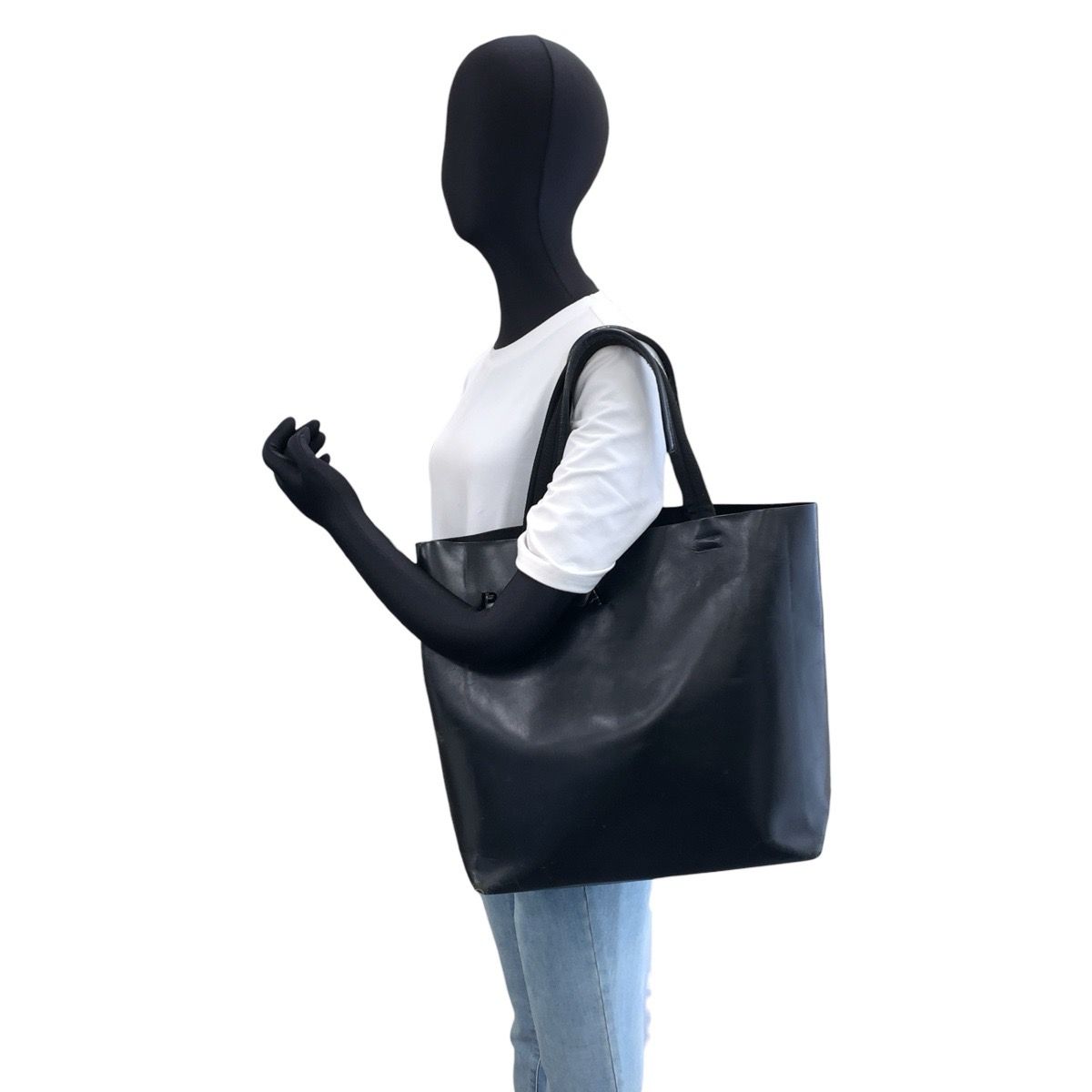 Prada Perforated Logo Black Leather Tote Shoulder Bag — view 7