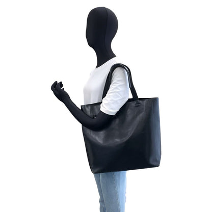 Prada Perforated Logo Black Leather Tote Shoulder Bag — view 7