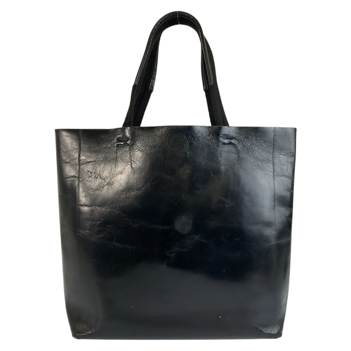 Prada Perforated Logo Black Leather Tote Shoulder Bag — view 2