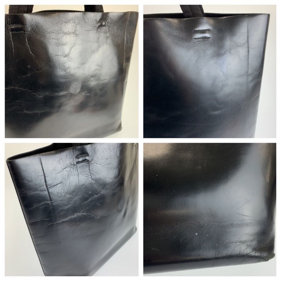 Prada Perforated Logo Black Leather Tote Shoulder Bag — view 5