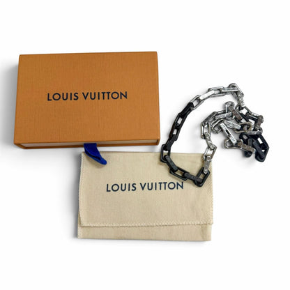Louis Vuitton Collier Monogram Chain Necklace Silver Black — view 2