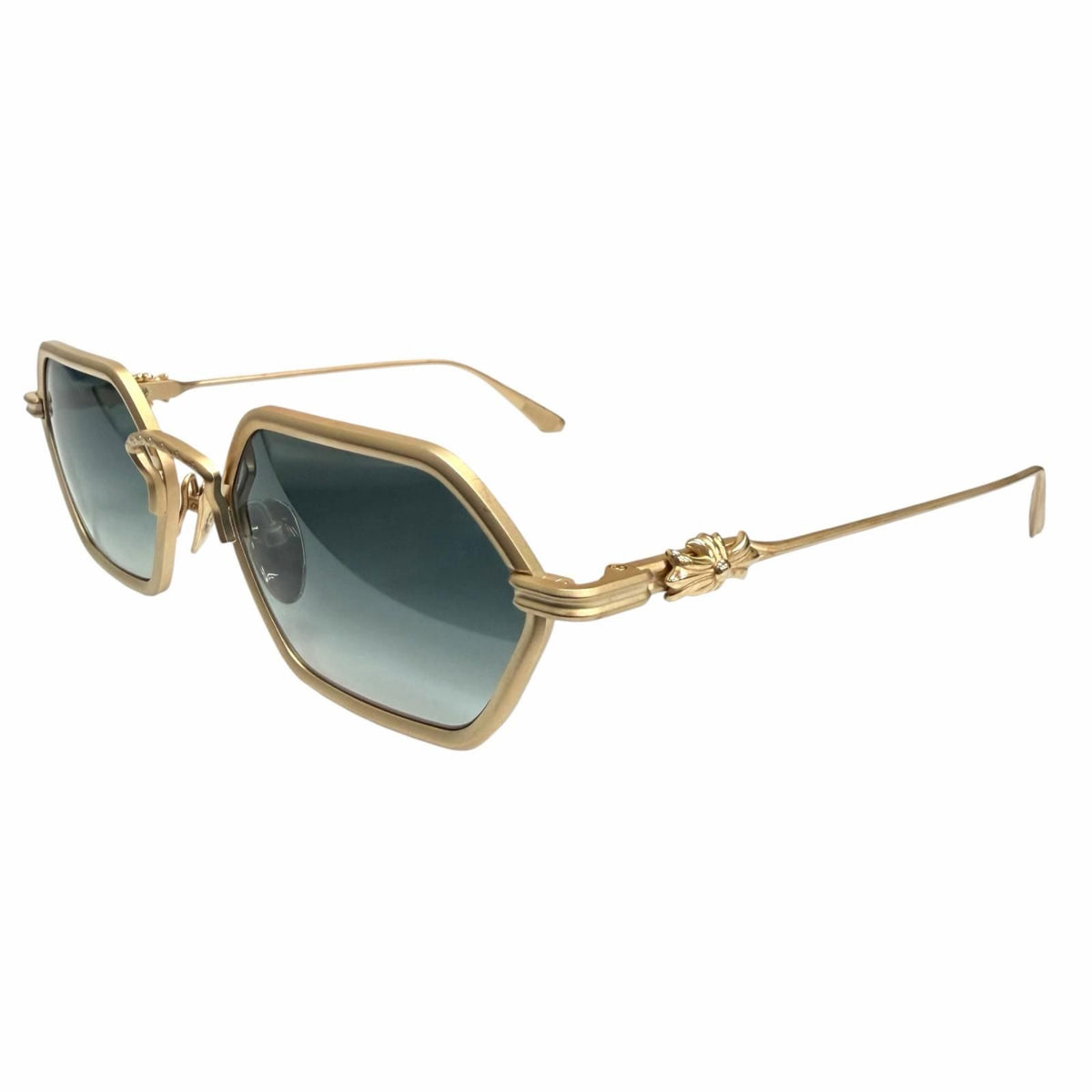 Chrome Hearts Datas Cross Eyewear Sunglasses Gold Blue Gradation Lens
