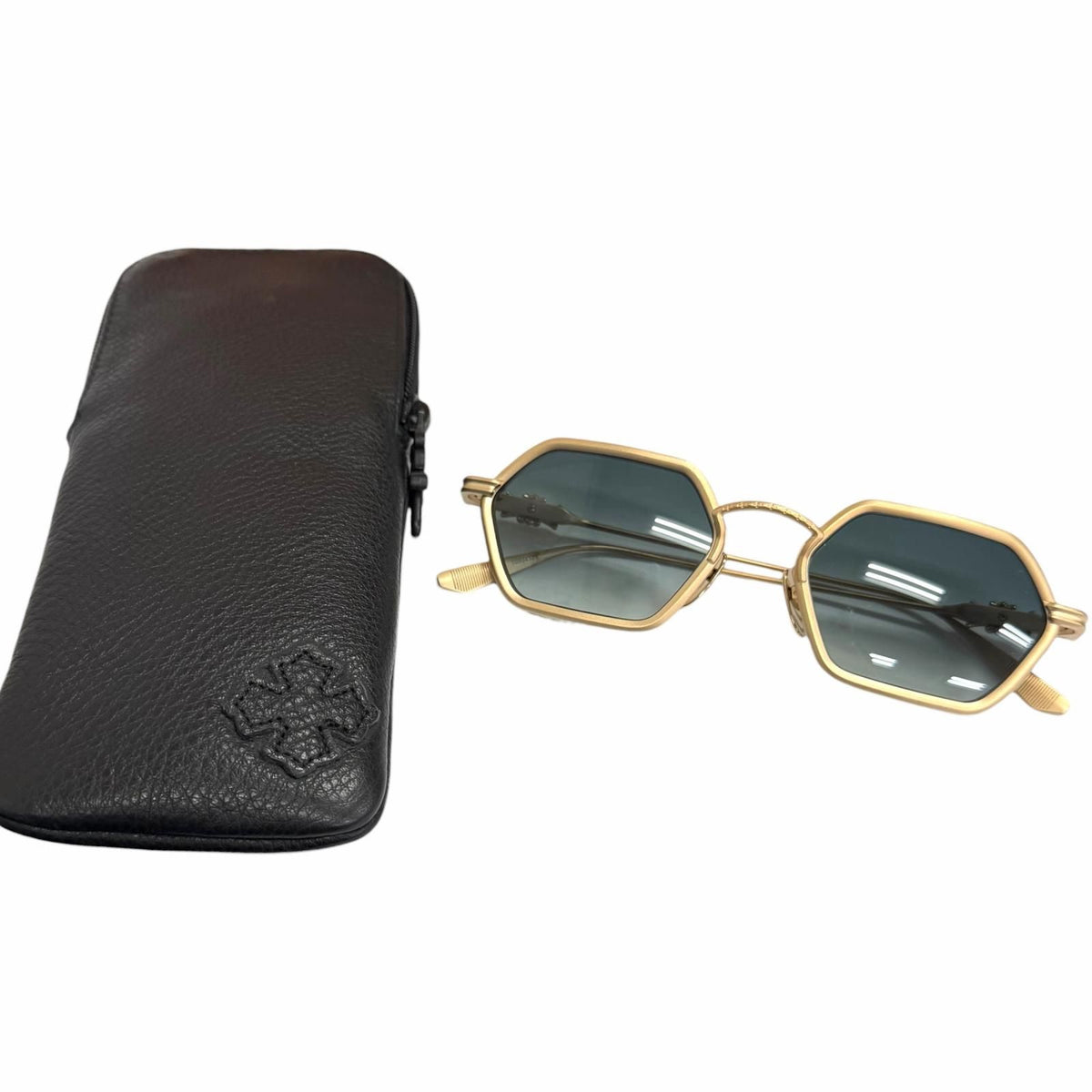 Chrome Hearts Datas Cross Eyewear Sunglasses Gold Blue Gradation Lens — view 2