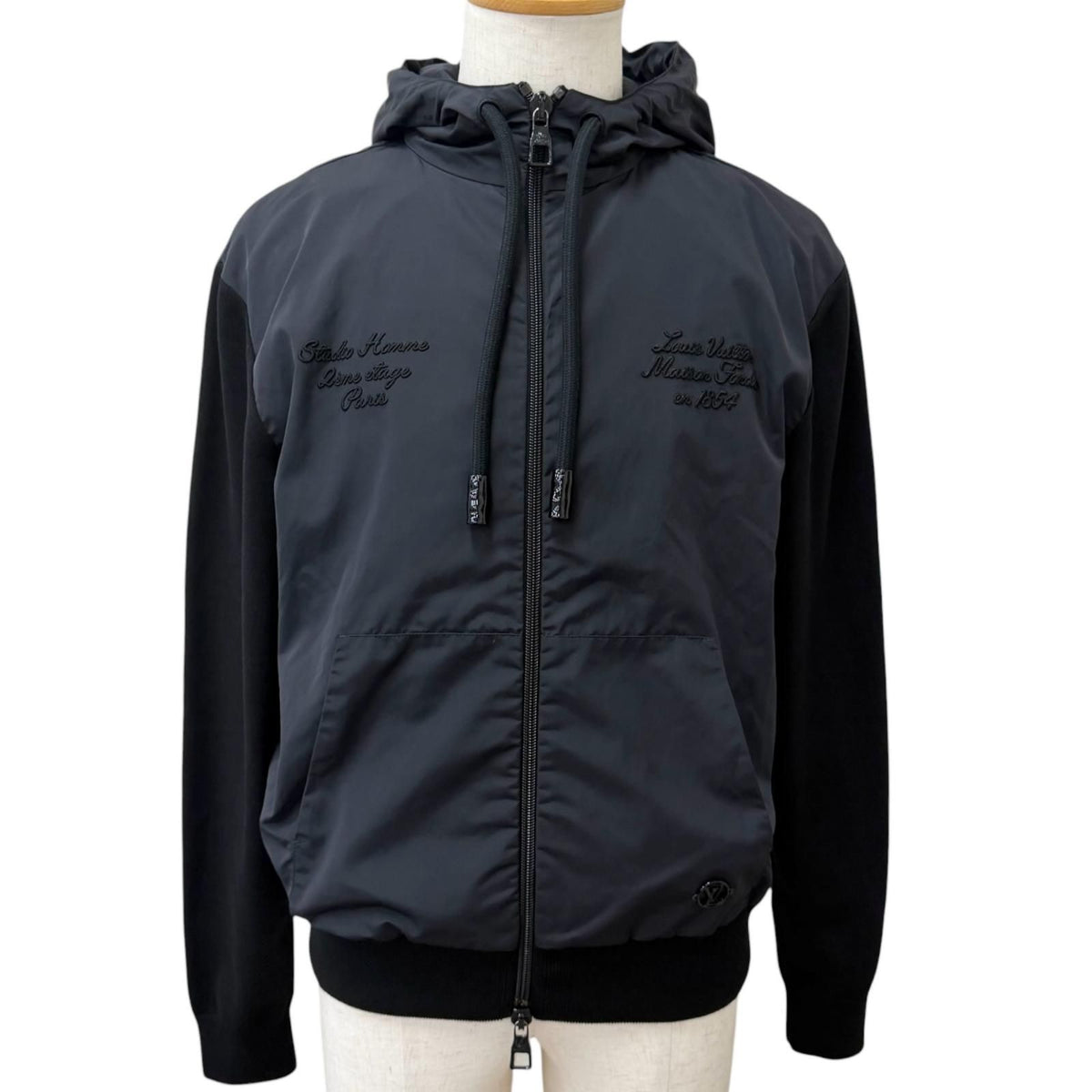 Louis Vuitton LV Circle Logo Embroidery Knit Contrast Hoodie Black