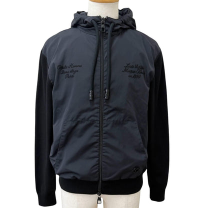 Louis Vuitton LV Circle Logo Embroidery Knit Contrast Hoodie Black